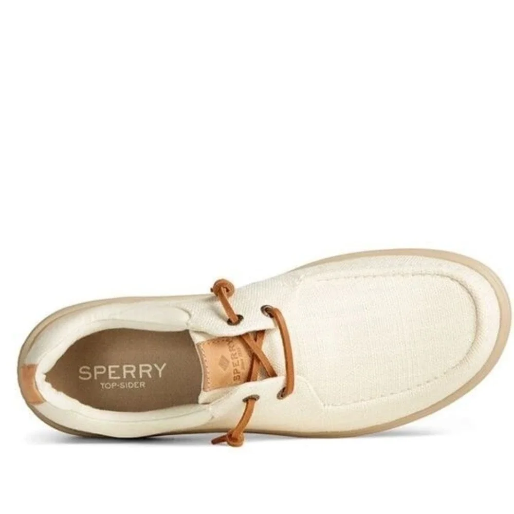 SPERRY TOP-SIDER Men's Captains Moc Toe Hemp Boat‎ Shoe, Size 11.5, Ivory, NWT